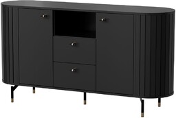 Komoda z szufladami i szafkami czarna ryflowana ZANTE ZA2, do salonu, do sypialni