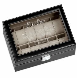 Szkatułka czarna kuferek na zegarki z grawerem dla niej na 30 urodziny