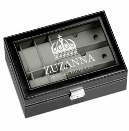 Szkatułka czarna na zegarki i okulary z grawerem dla niej na imieniny wieczór panieński