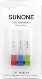 Sunone Frezy Diamentowe 3Szt, Dk1/Dsz2/Ds3 Hybryda Żel 15245