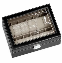 Szkatułka czarna kuferek na zegarki z grawerem dla niego na imieniny