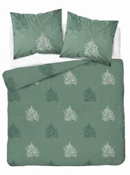Detexpol Pościel bawełniana szałwiowa z liśćmi paproci geometrycznymi 160x200 kolekcja Naturalis wzór 5503 B