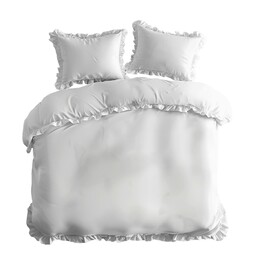 Detexpol Pościel bawełniana 160x200 biała jednobarwna z falbanką Pure 23