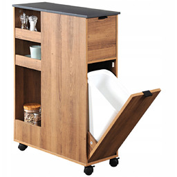 Wózek Kuchenny Ze Śmietnikiem Regał Na Kółkach Mdf Brązowy 60X86X25 CM