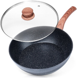 Patelnia granitowa ze szklaną pokrywką BLACK&WOOD 28 cm, 3,5 l
