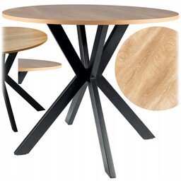 Stół Okrągły Do Salonu Kuchni Dębowy/czarny Talia II Loft Jadalnia Signal