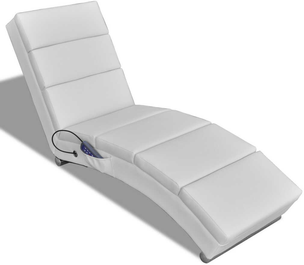 Lumarko Rozkładany fotel masujący, biały, sztuczna skóra