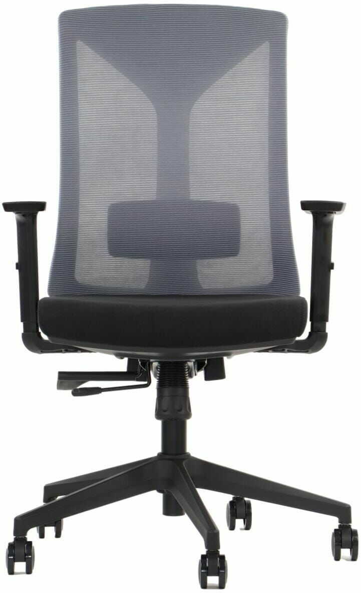 Ergonomiczne obrotowe krzesło biurowe HAGER czarno-szary - wysuw siedziska, pianka wtryskowa
