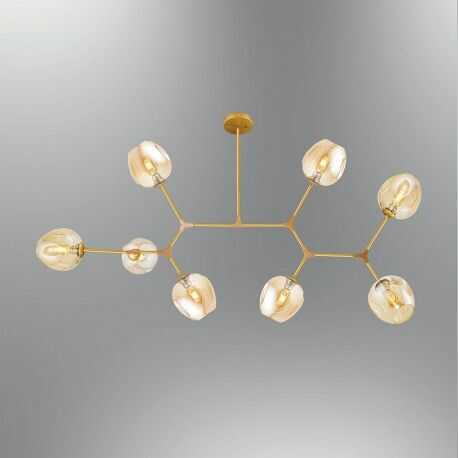 OZCAN 4023-8Y ZŁOTO , KLOSZ PRZYDYMIONY LAMPA WISZĄCA - PLAFON