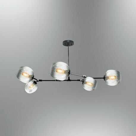 OZCAN 4023-5Y POZIOMA CZARNA , KLOSZ PRZYDYMIONY LAMPA WISZĄCA - PLAFON