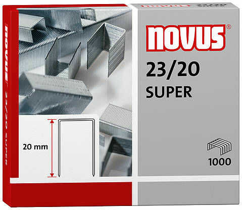 Zszywki Novus 23/20 SUPER x1000 zszywki do zszywaczy heavy duty wykonane z wysokiej jakości drutu