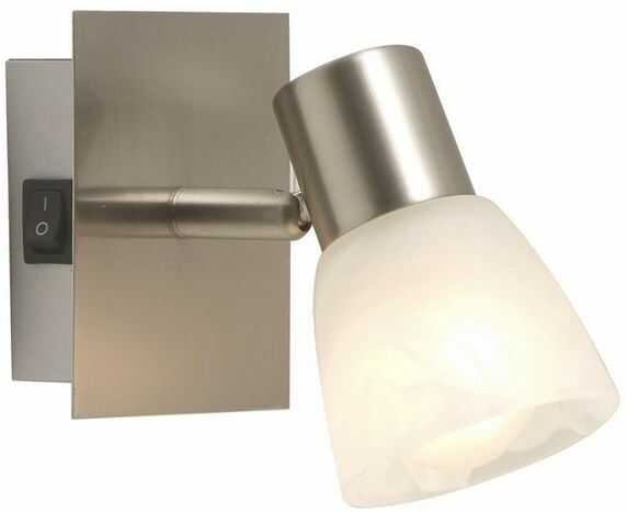 Globo kinkiet lampa ścienna Parry 54530-1 nikiel mat, szkło alabastrowe, wyłącznik