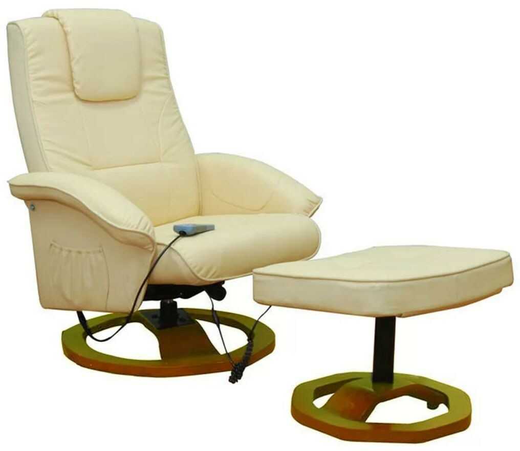 Lumarko Fotel masujący z podnóżkiem, kremowy, sztuczna skóra