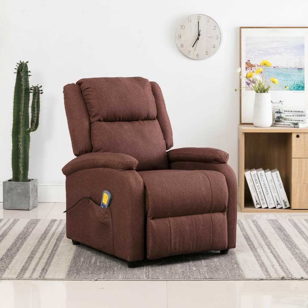 Lumarko Rozkładany fotel masujący, brązowy, tkanina