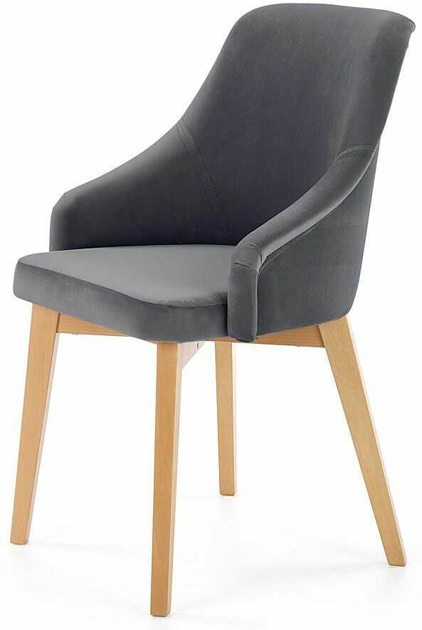 Elior Krzesło drewniane tapicerowane Altex 2X - grafit + dąb miodowy