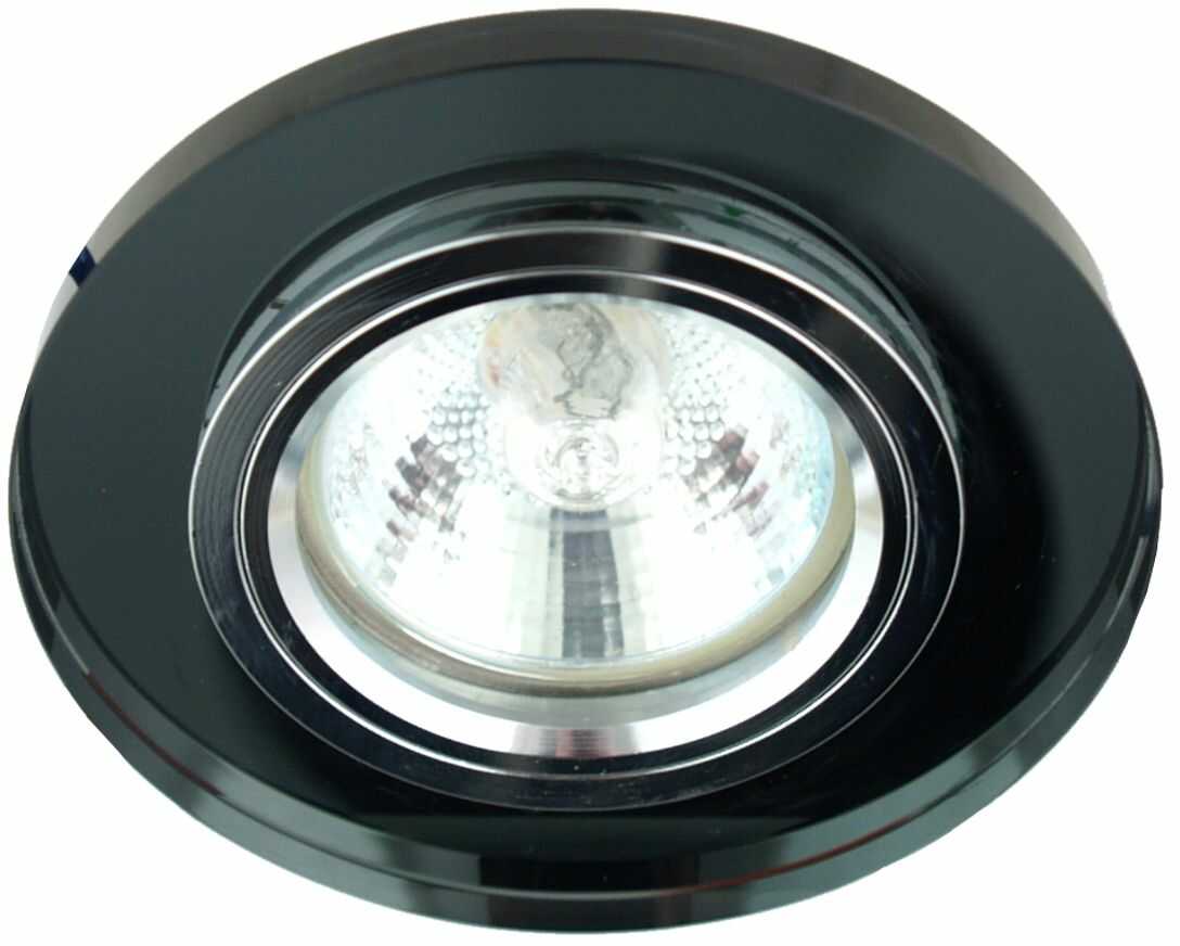 Candellux SS-15 CH/BK 2230491 oprawa do wbudowania oczko sufitowe chrom MR16 szkło czarne min.6,4cm