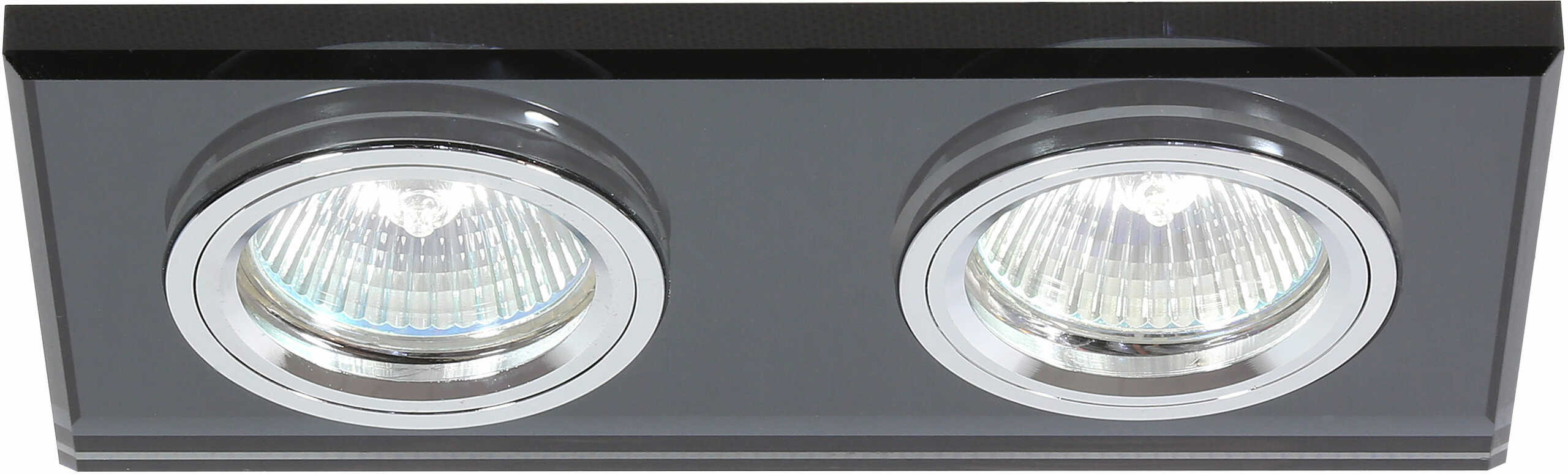 Candellux SS-21 CH/BK oprawa do wbudowania stropowa chrom MR16 DUAL 2X50W prostokąt szkło czarne 18cm