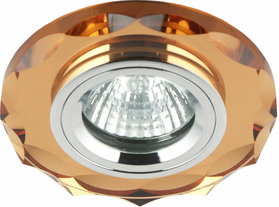 Candellux SS-12 CH/BR oprawa do wbudowania stropowa chrom MR16 okrągła szkło brązowe 6,4cm