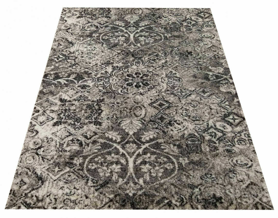 Profeos Szary nowoczesny dywan z ornamentem - Aprixo