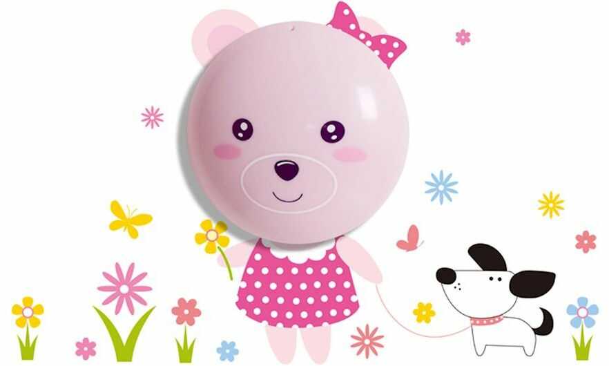 Milagro BEAR ML060 kinkiet lampa ścienna dziecięca 0,6W LED z wyłącznikiem naklejka różowy miś 12cm