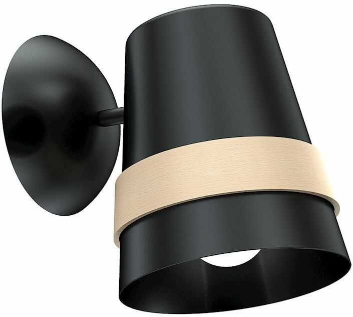 Milagro VENEZIA BLACK MLP5449 kinkiet lampa ścienna skandynawski styl metalowa czarny drewno 1xE27 18cm