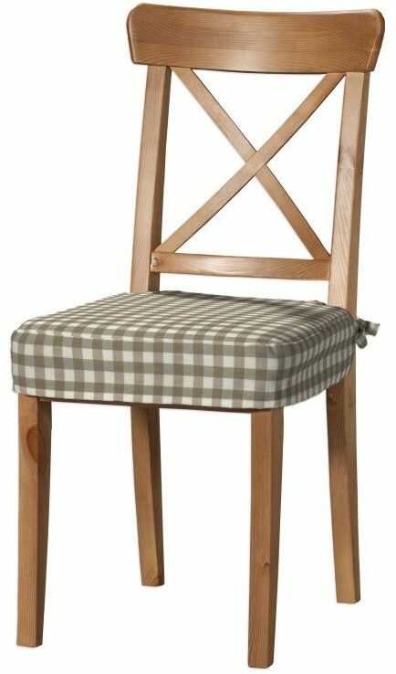 Siedzisko na krzesło Ingolf, beżowo biała kratka (1,5x1,5cm), krzesło Inglof, Quadro