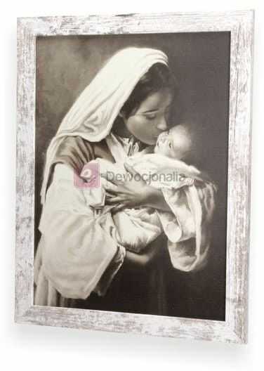 SEPIA Obraz M.B z dzieciątkiem II z ramą w stylu retro 44x34