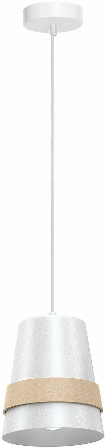 Milagro VENEZIA WHITE MLP5437 lampa wisząca nowoczesna metalowa biała z drewnem styl skandynawski 1xE27 14cm