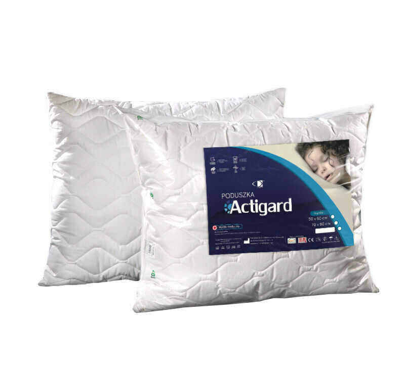 Poduszka antyalergiczna 50x60 Actigard 0,45 kg biała 100% bawełna wykończona substancją antybakteryjną Actigard AMW