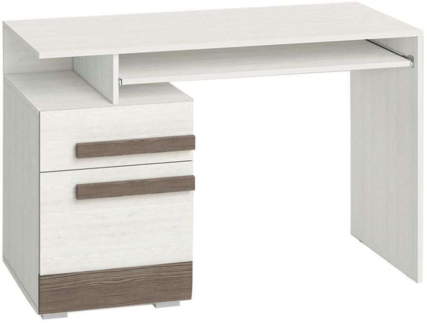 Proste biurko z półkami i szafką białe / brązowe SARPA