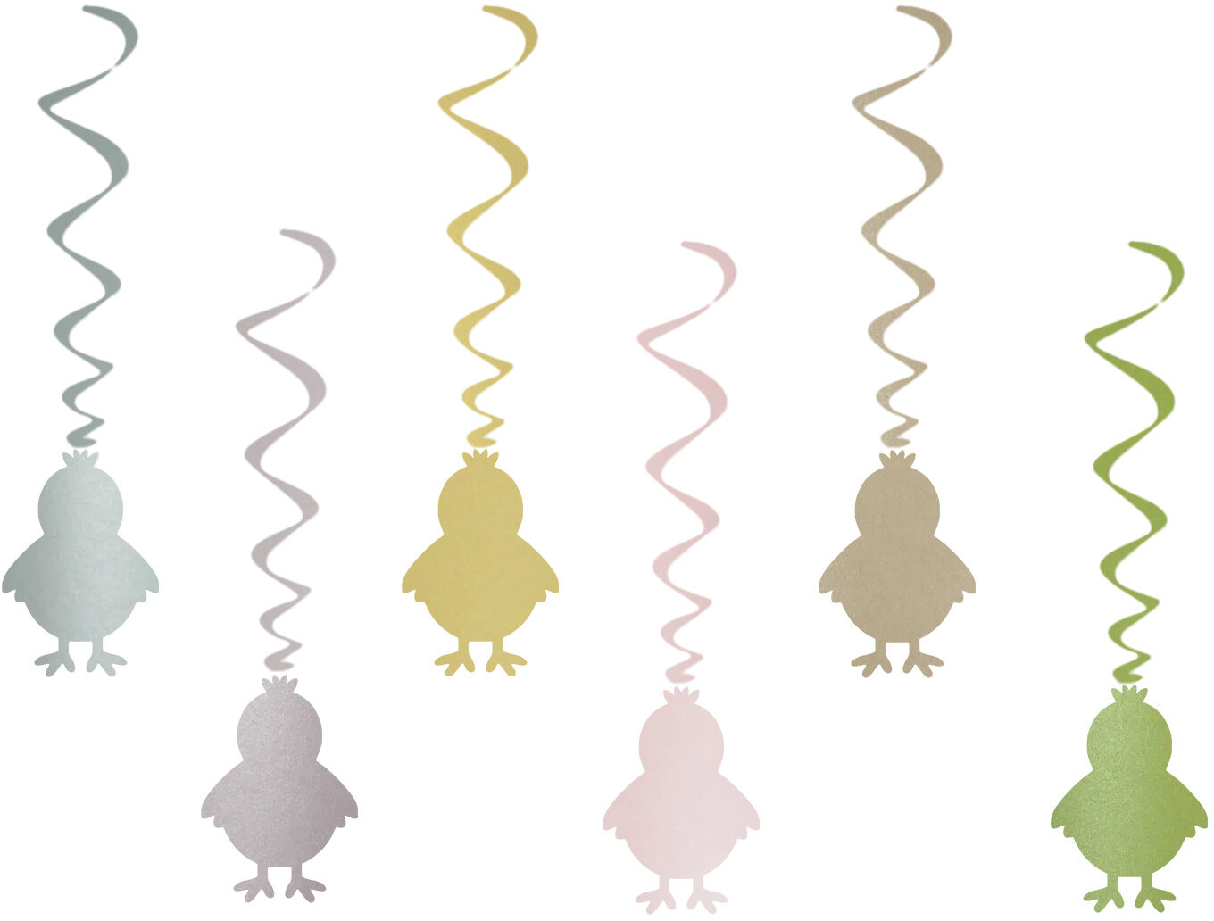 Dekoracja wisząca świderki kolorowe wielkanocne kurczaczki - 6 szt.
