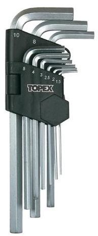 Zestaw kluczy imbusowych Hex 1.5 - 10 mm długi 35D956 9 szt. Topex