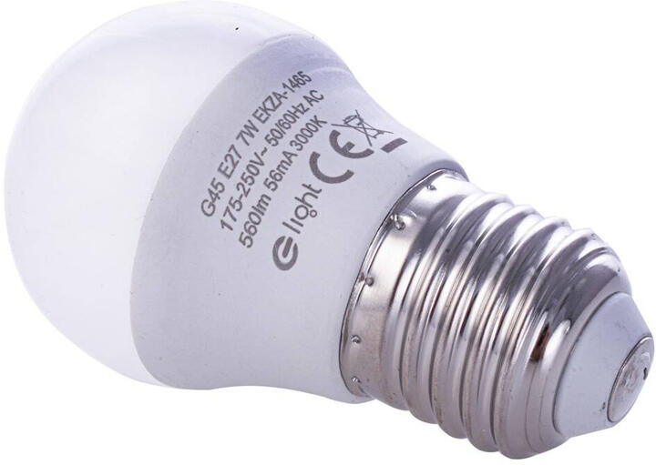 Żarówka LED 7W G45 kulka E27 barwa ciepła 3000K EKZA1465