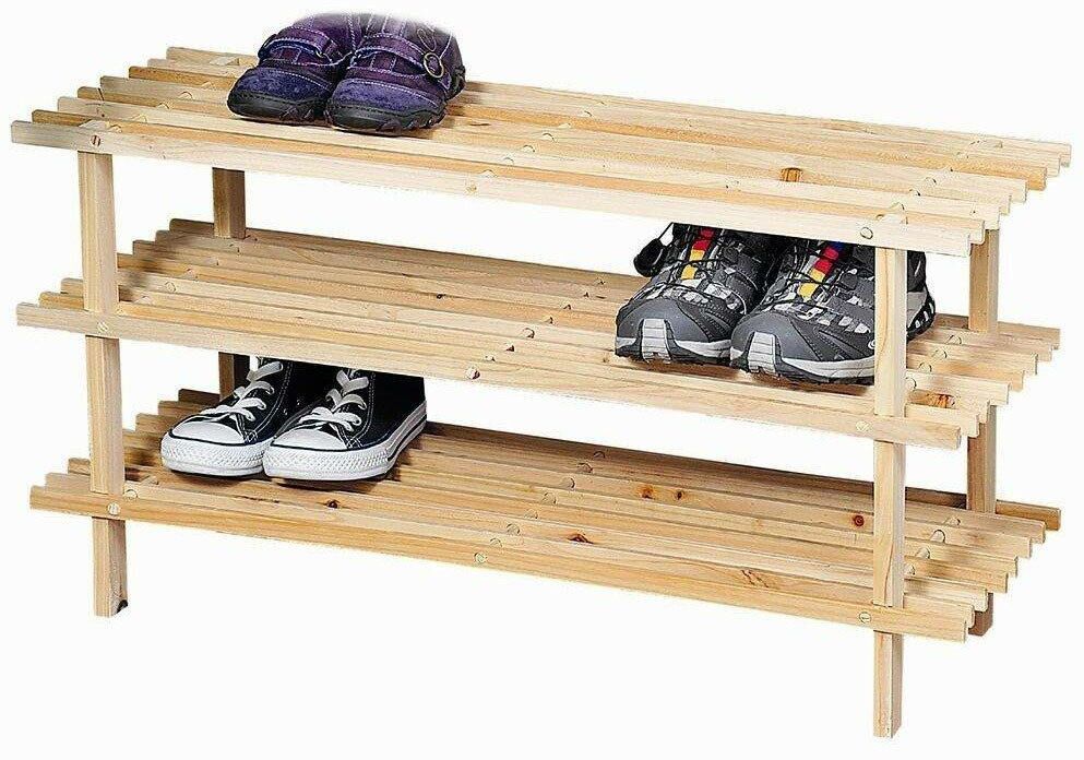 KESPER Gustowny stojak na buty z drewna sosnowego, regał na buty, szafka na buty do przedpokoju, półka na buty, drewniana półka