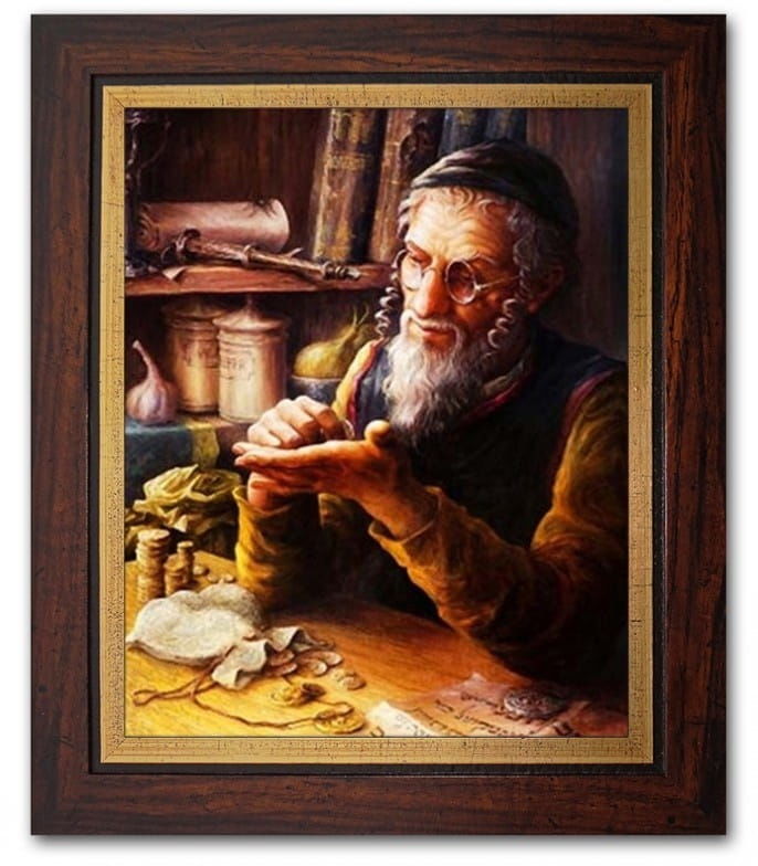 Obraz w ramie żyd żydek na szczęście 32x27cm G94887
