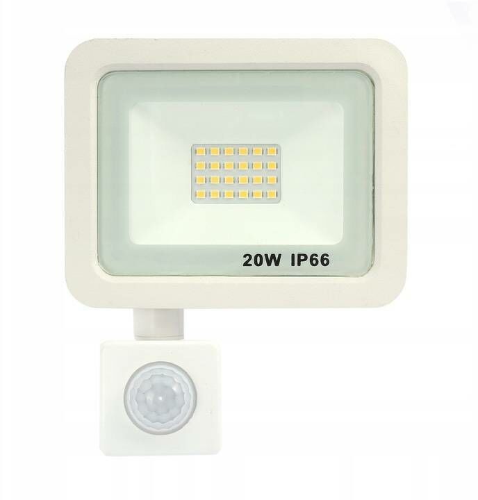 Halogen naświetlacz biały LED czujnik ruchu 20W B.ZIMNA 6000K 333 - Decorativi  Oficjalny Dystrybutor