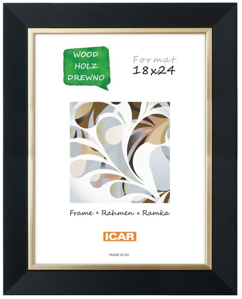 Ramka na zdjęcia Hugo 18 x 24 cm czarna drewniana