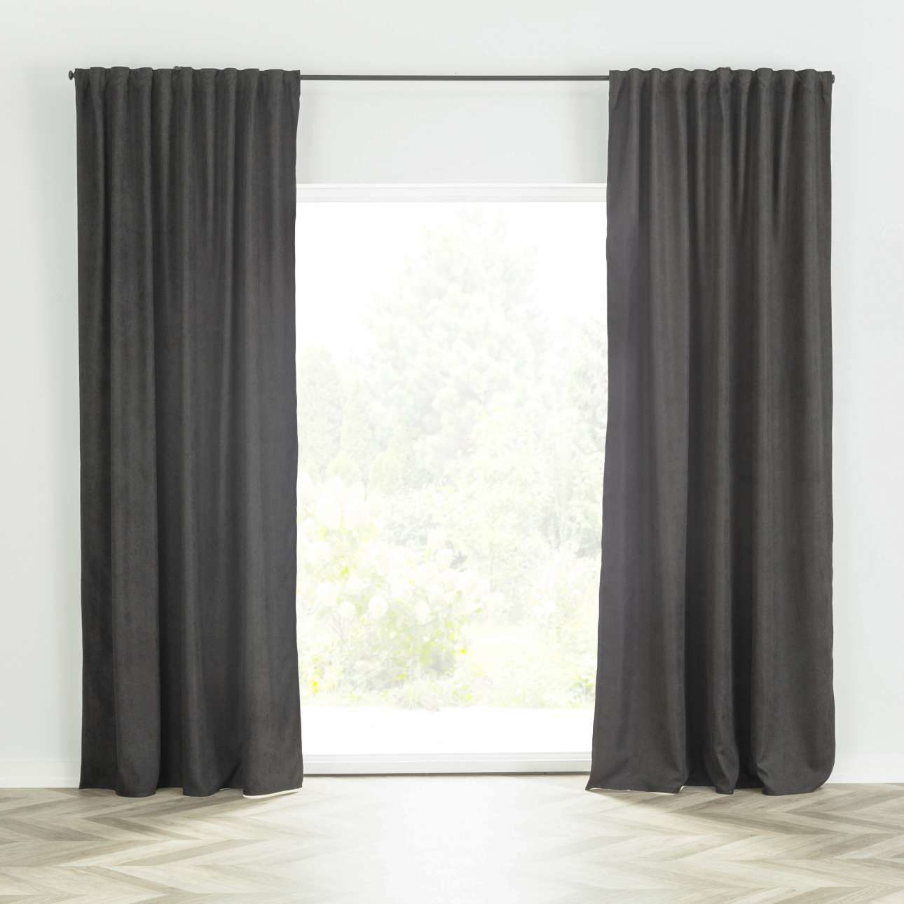 Zasłona BASIC na taśmie marszczącej 140x260cm czarny szenil 1 szt., 140 cm x 260 cm
