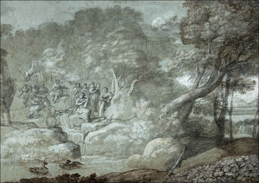 landscape with apollo and the muses, claude lorrain - plakat wymiar do wyboru: 84,1x59,4 cm