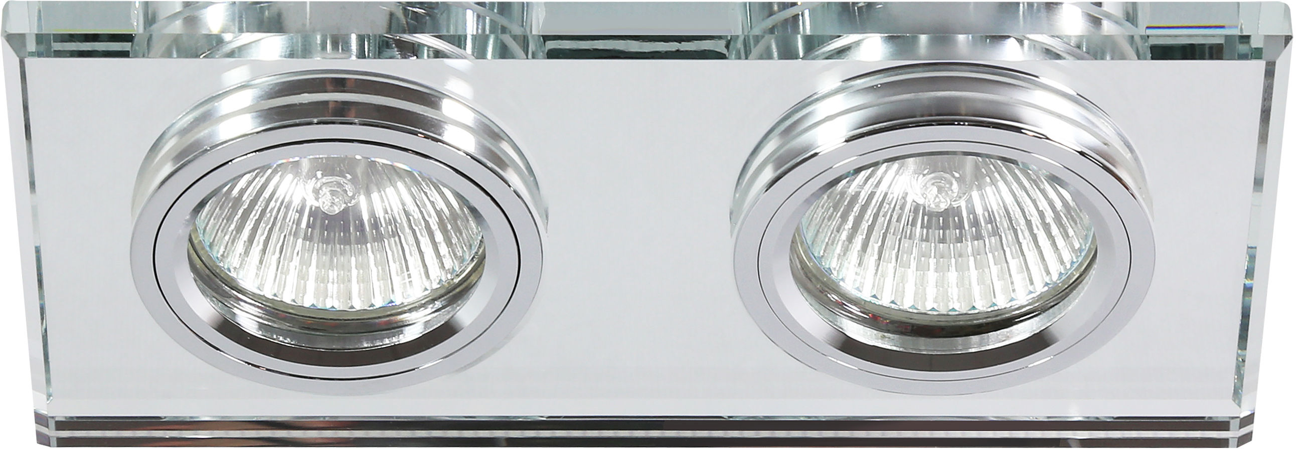 Candellux SS-21 CH/TR oprawa do wbudowania stropowa chrom MR16 DUAL 2X50W prostokąt szkło transparentne 18cm