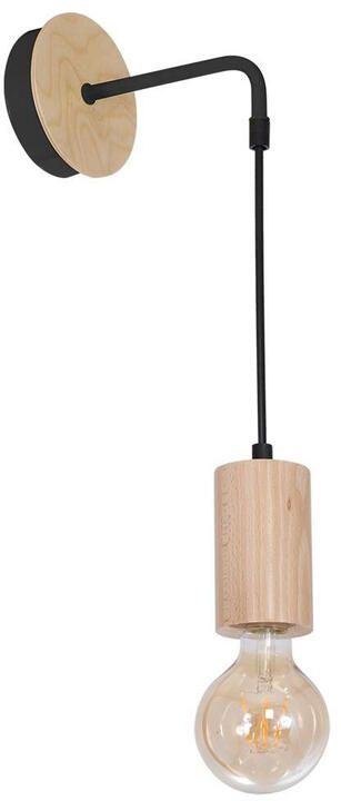 Kinkiet drewniany designerski LINES drewno/czarny