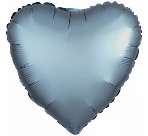 Balon foliowy 17" serce stalowe, satynowe