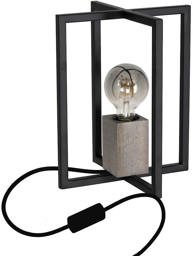 Milagro Ralph MLP3713 lampa stołowa nowoczesna metal drewno czarna 1xE27 30cm