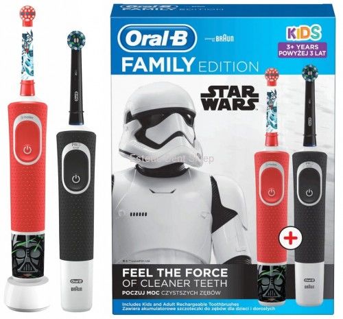 ORAL-B Star Wars FAMILY Pack - zestaw dwóch szczoteczek elektrycznych Kids Star Wars II + Vitality 100