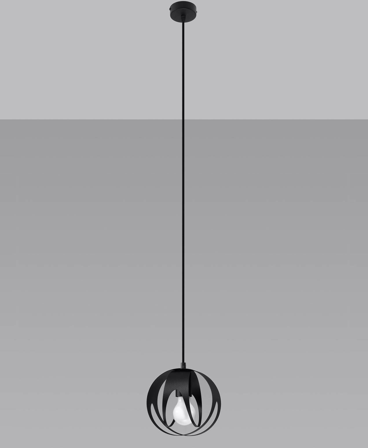 Lampa wisząca TULOS 1 czarna zwis na lince koło nowoczesna E27 LED Sollux Lighting