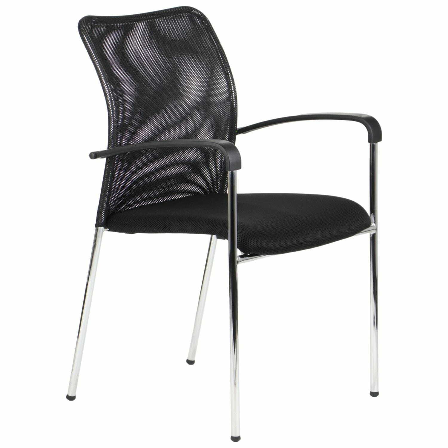 Krzesło konferencyjne do biura, hotelu lub restauracji na stelażu chromowanym HN-7501 - tapicerka w kolorze czarnym