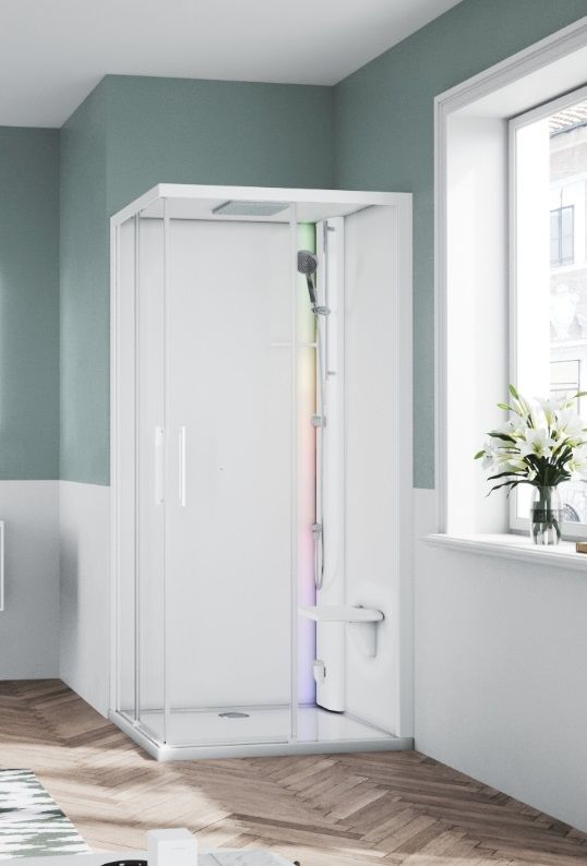 Novellini Glax 1 2.0 kabina z sauna parową 80x80 biała G21A80M5-1UU