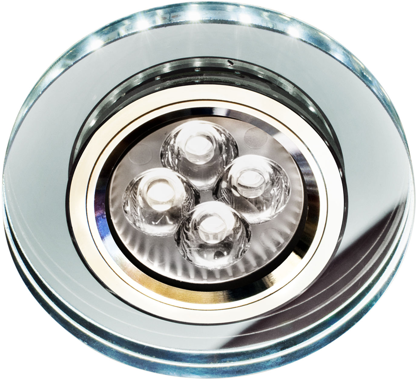 Candellux SS-23 CH/TR+WH 2226941 oprawa do wbudowania stropowa GU10 50W+LED SMD 230V biały 2 1W chrom oczko sufitowe szkło transparentne 9cm