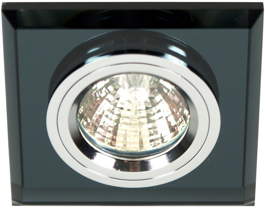 Candellux SS-13 CH/BK 2231627 oprawa do wbudowania stropowa chrom MR16 oczko sufitowe kwadratowa szkło czarne min.6,4cm