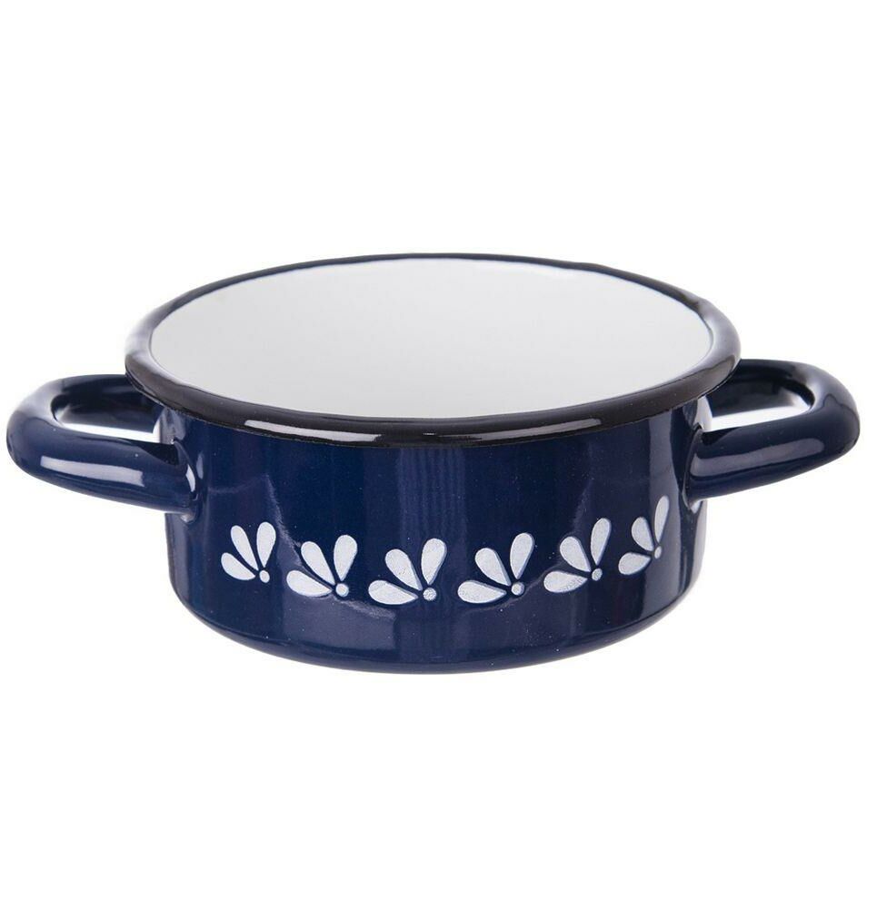 Garnek rondel garnuszek emaliowany 12 cm 0,6 l niebieski